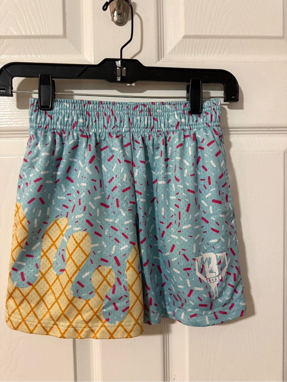 Kids' Light Blue Ice Cream Cone Splash Print Shorts
